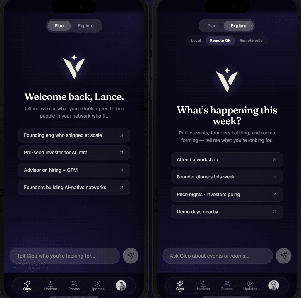 Cleo Plan and Explore modes side by side